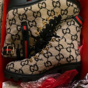 Authenic Gucci Brown GG Wool Ankle boots